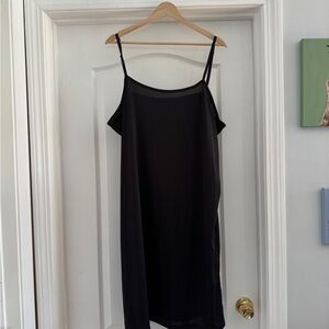Simple Black Slip Dress - Spaghetti Strap